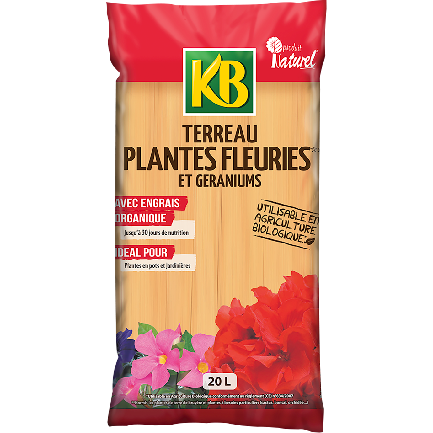 KB terreau plantes fleuries et géraniums 20L La Pause Jardin