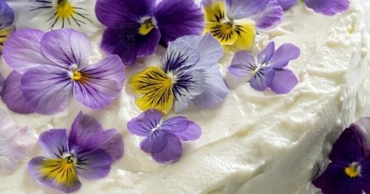 Edible Flower Vanilla Cake Recipe | Love The Garden