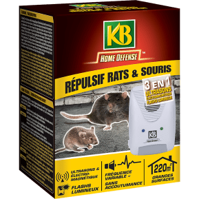 KB Home Defense ® Répulsif rats et souris ultrasons électromagnétique et  flash lumineux, 1 pièce